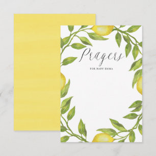 Cartão De Informações Aquarela Lemon Greenery Wreath Prayers para Bebê