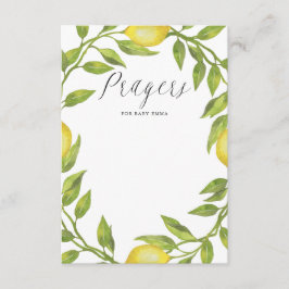 Cartão De Informações Aquarela Lemon Greenery Wreath Prayers para Bebê