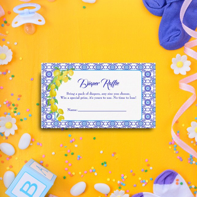 Cartão De Informações Aquarela Limões Amalfi Fralda Raffle (Criador carregado)