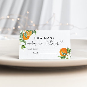 Cartão De Informações Aquarela pequeno docinho adivinhe quantos doces 