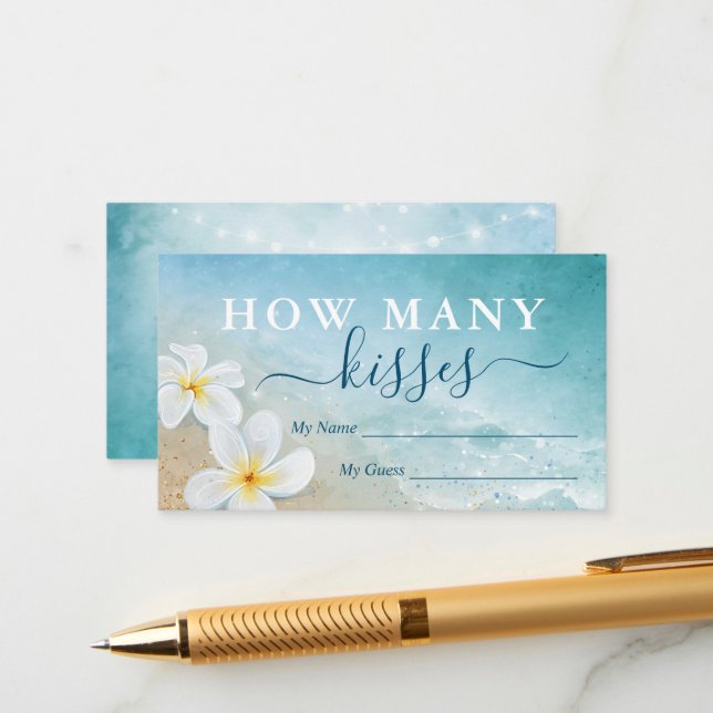 Cartão De Informações Aquarela Praia Quantos Beijos Jogo das Noivas (Frente/Verso In Situ)