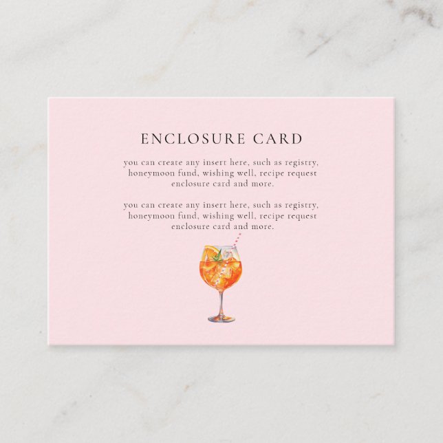 Cartão De Informações Aquarela Rosa No Primeiro Chá de panela Spritz (Frente)