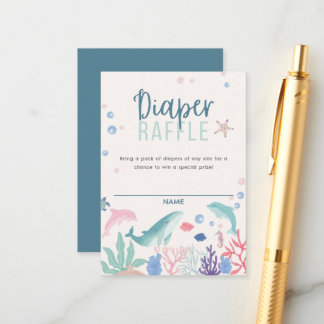 Cartão De Informações Aquarela sob o Chá de fraldas de Raffle da Fralda 