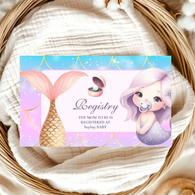 Cartão De Informações Aquarela Sob O Sea Little Pearl Baby Registry (Criador carregado)