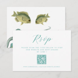 Cartão De Informações Aquário do Polvo Verde Casamento QR RSVP