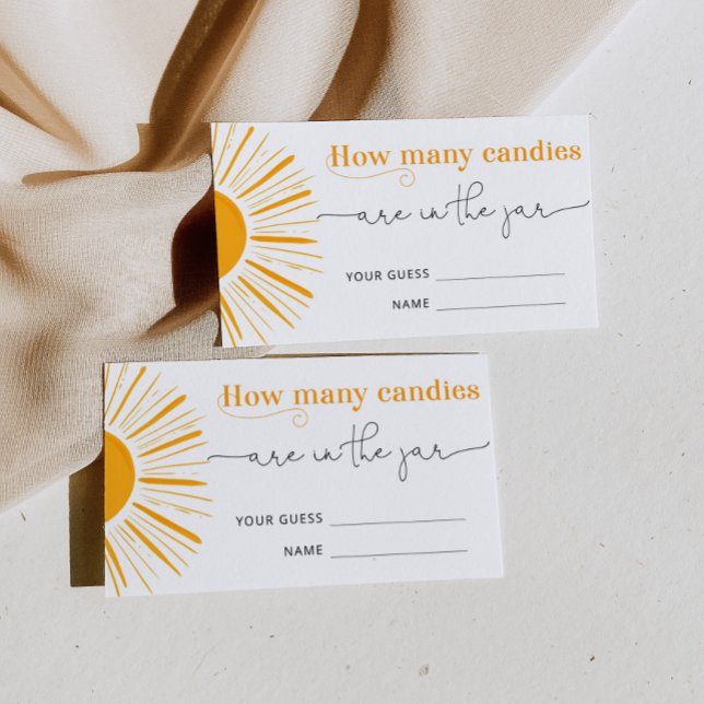 Cartão De Informações Aqui vem o sol adivinha quantas doces (Criador carregado)