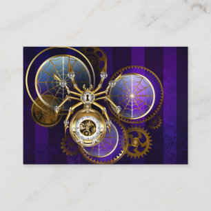 Cartão De Informações Aranha Steampunk no fundo roxo