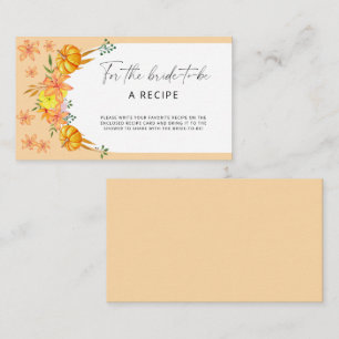 Cartão De Informações Arca da abóbora Receita da noiva