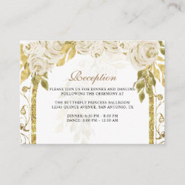 Cartão De Informações Arca Dourada de Ivory Floral Quinceañera