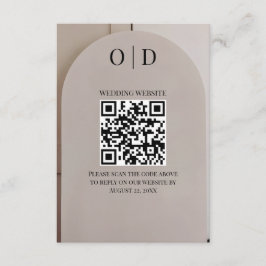 Cartão De Informações Arch Neutral Luxe Wedding QR Code