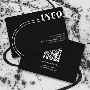 Cartão De Informações Arco branco e casamento minimalista negro