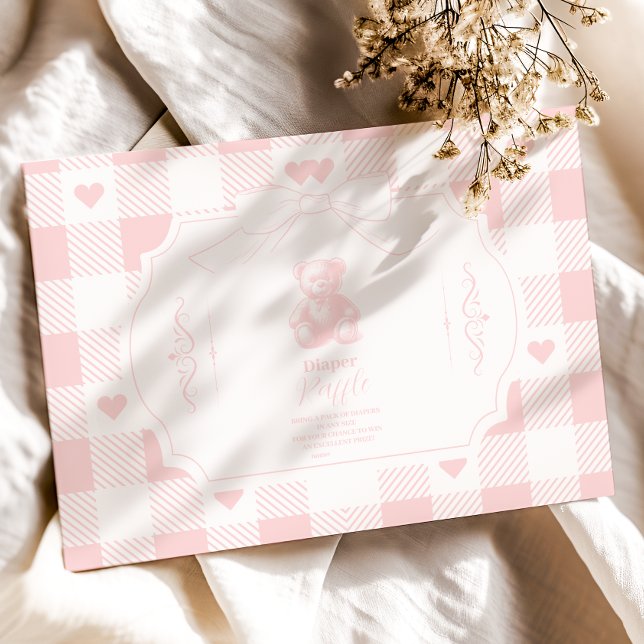 Cartão De Informações Arco Cardíaco Gingham - Ursinho francês Diapper Ra (Criador carregado)