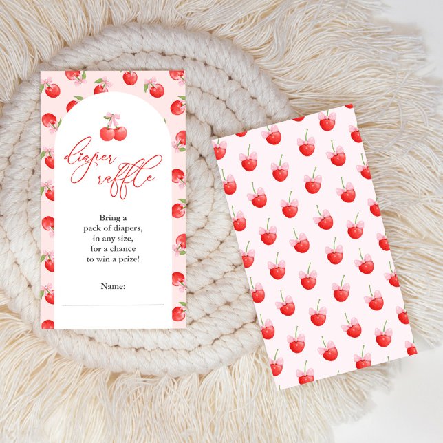 Cartão De Informações Arco Cherry no Top Baby Girl Fralda Raffle (Criador carregado)