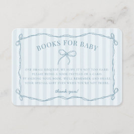 Cartão De Informações Arco Coquette Azul Pastel Chá Livros para Bebê