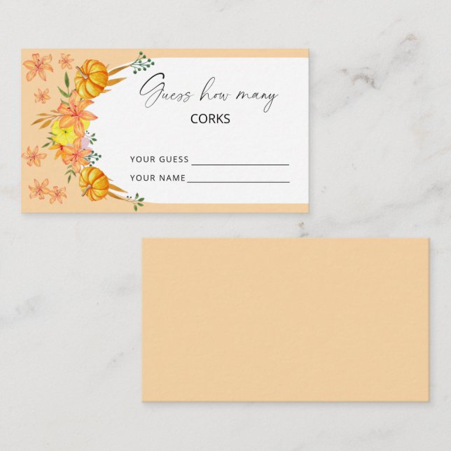 Cartão De Informações Arco da abóbora - adivinha quantos jogos de paquer (Frente/Verso)