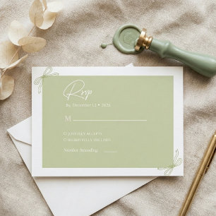 Cartão De Informações Arco de casamento com listras verde-sálvia 
