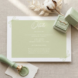 Cartão De Informações Arco de Listras Verde Sage Casamento