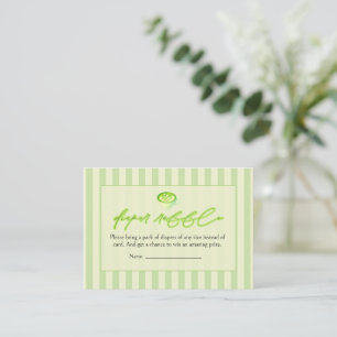 Cartão De Informações Arco de Listras Verdes Sorteio de Fraldas Matcha