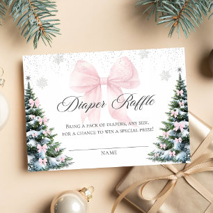 Cartão De Informações Arco de Natal de Inverno Baby Shower Rifas de Fral