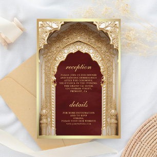 Cartão De Informações Arco Dourado Real Casamento Marrom