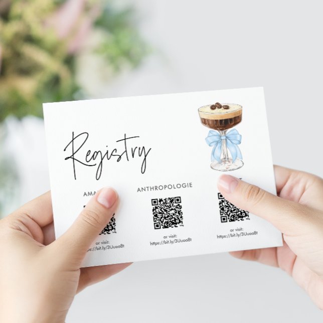 Cartão De Informações Arco Espresso Martini Chá de panela - Registro (Bow Espresso Martini Bridal Shower - Registry Enclosure Card)