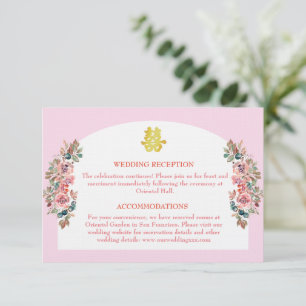 Cartão De Informações Arco floral branco rosa detalhes do casamento chin