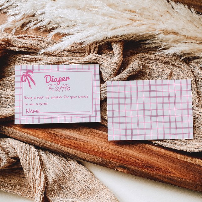 Cartão De Informações Arco Rosa Rosa Gingham Fralda Raffle (Criador carregado)