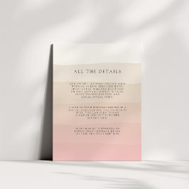 Cartão De Informações Areia Rosa | Detalhes do Convidado de Casamento