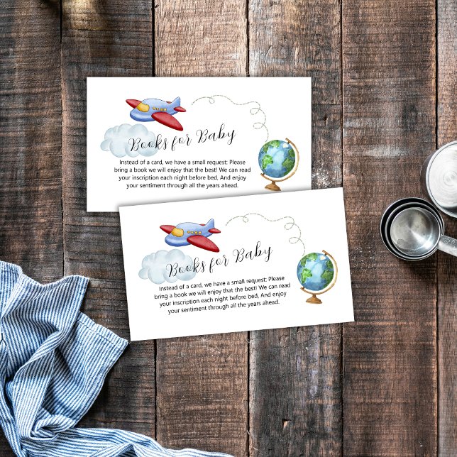 Cartão De Informações Around The World Map Airplane Books Baby Shower (Around The World Map Airplane Books Baby Shower Enclosure Card)