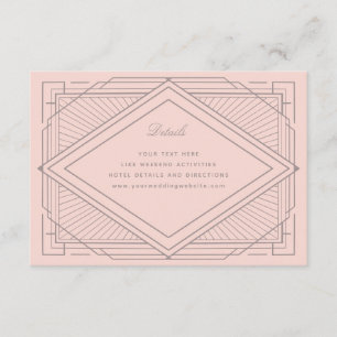 Cartão De Informações Art Deco Diamond Blush Casamento Rosa