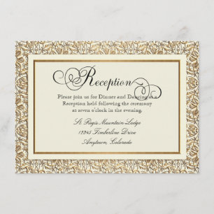 Cartão De Informações Art Déco Nouveau Falso Dourado Floral Damasco Rend