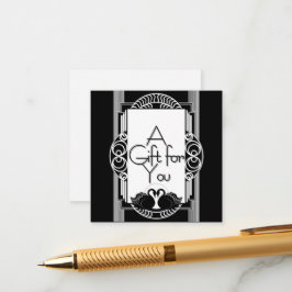 Cartão De Informações Art Deco Vintage Cisnes Pretos e Brancos
