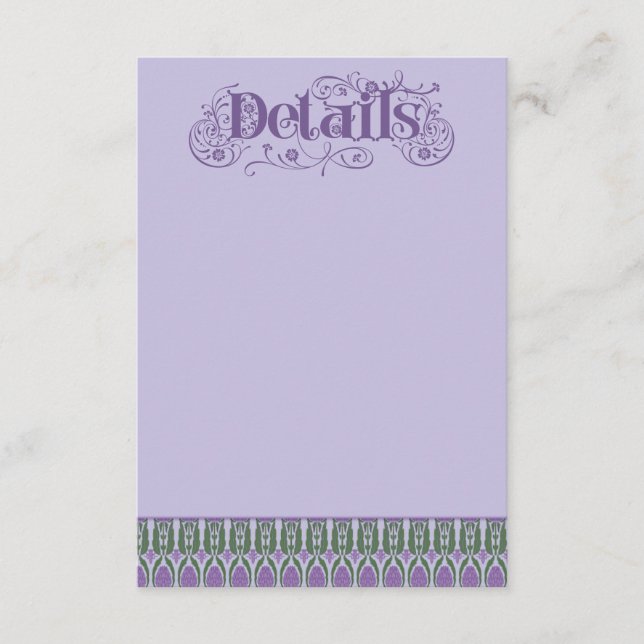 Cartão De Informações Art Nouveau Elegant Lilac Thistle Border Vertical (Frente)