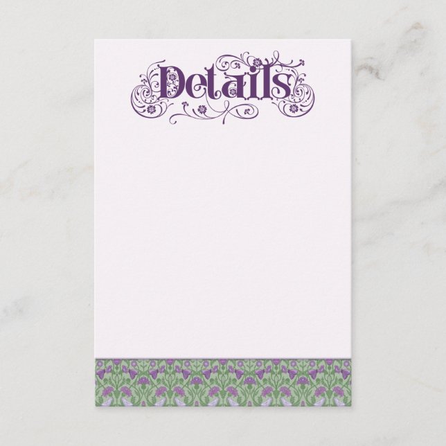 Cartão De Informações Art Nouveau Elegant Lovebirds Lilac Enclosure Card (Frente)