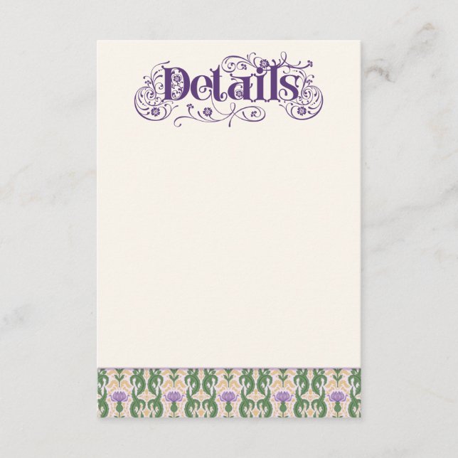 Cartão De Informações Art Nouveau Elegant Thistle Light Yellow (Frente)