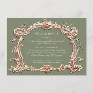 Cartão De Informações Art Nouveau Elegante Sage e Dourados Detalhes do C