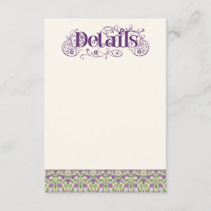 Cartão De Informações Art Nouveau Elegantes Pombinhos Amarelo Claro