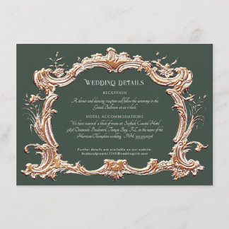Cartão De Informações Art Nouveau Floresta Elegante em Detalhes Dourados