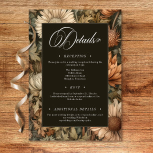 Cartão De Informações Art Nouveau Marrom William Morris Floral Casamento