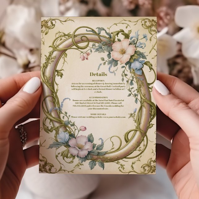 Cartão De Informações Art Nouveau Wildflower Wedding (Criador carregado)
