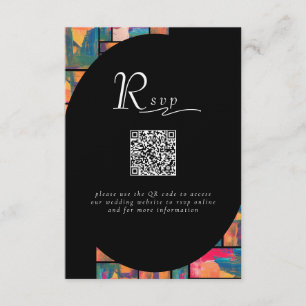 Cartão De Informações Art Paint Colorful Modern Abstrato Código QR Casam