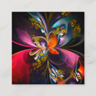 Cartão De Informações Arte abstrata floral moderna padrão vermelho azul