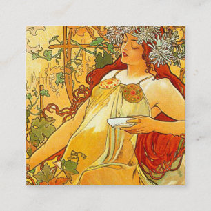 Cartão De Informações Arte Alphonse Mucha Art Nouveau Outono