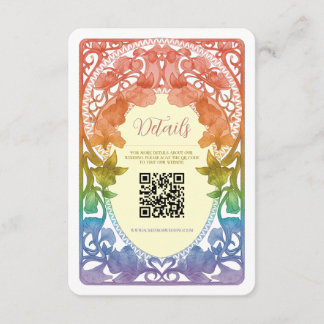 Cartão De Informações Arte do Arco-íris Código QR Novo Casamento Enclosu