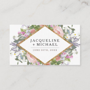 Cartão De Informações Arte Floral do País Dourado recepção de casamento