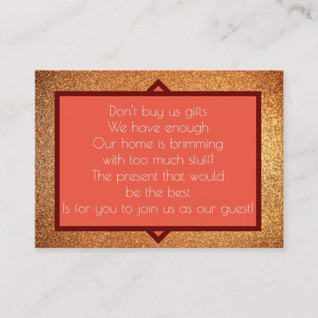 Cartão De Informações Arte Moderna Deco Desejando Bem O Casamento De Lit (Frente)