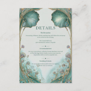 Cartão De Informações Arte Novo de Fantasia Dourada Casamento