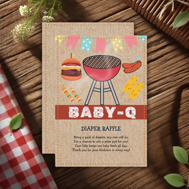 Cartão De Informações Artesanato Baby Q Grill Chá de fraldas (Criador carregado)