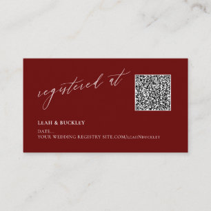 Cartão De Informações ArtsApp Código QR Registro Burgundy Luxuosa Caligr