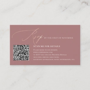 Cartão De Informações ArtsApp Código QR RSVP Caligrafia Rosa Dourado Fal